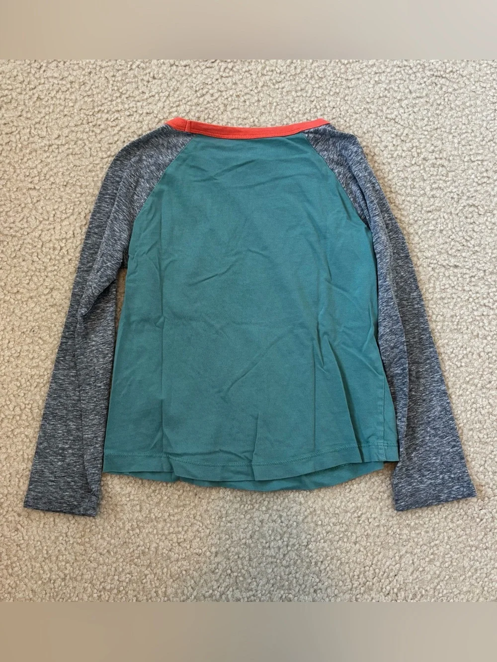 Gymboree Kids Long-Sleeve Raglan Tee with Shaka Graphic - Teal & Gray Size 5/6